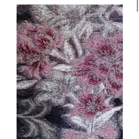 Marchesa Black Metallic Floral Fit and Flare Cocktail Midi Dress | 10 - Picture 4 of 11